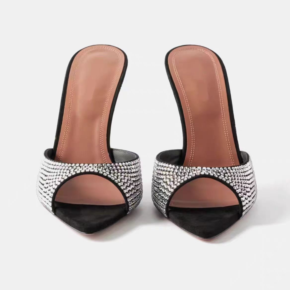 PANTOFOLA D’ORO Sandali ciabatte donna 34 43 strass punta aperta tacco alto sexy passerella estivi tg