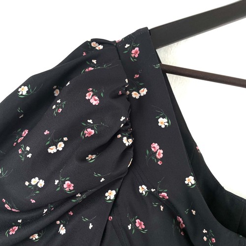 House of CB Jouca Corset Top Womens L Black Floral Balloon Sleeve Crop Bustier - Picture 3 of 12