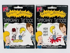 1993 MTV  s Beavis  Butt-Head Temporary Tattoos Set of Two New Unopened RARE 
