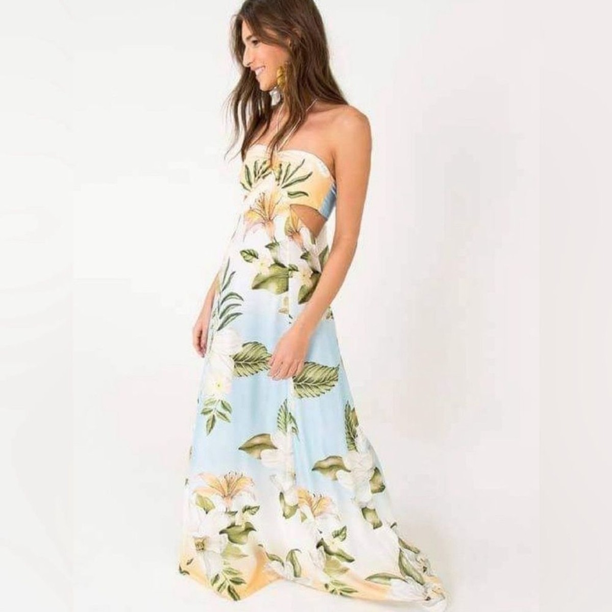 NEW FARM RIO Multicolored Floral Tropical Printed Brazil Exclusive Maxi  Dress | eBay