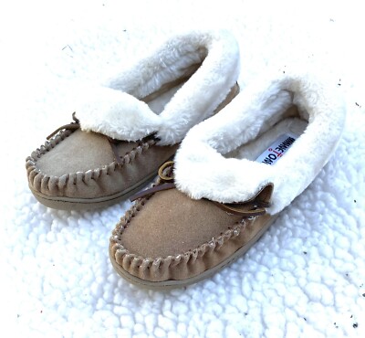 Minnetonka Moccasins Fleece Lined Hard Sole Slippers Women’s Sz