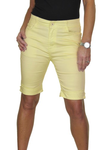 Womens Stretch Jeans Style Chino Shorts with Sheen + Diamante Cuff Detail 10-18 - Picture 24 of 33