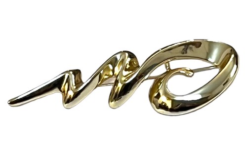 VTG Signed AJC BROOCH PIN Gold Tone Squiggly Lines Scroll Curly Twister Cursive - Picture 6 of 14