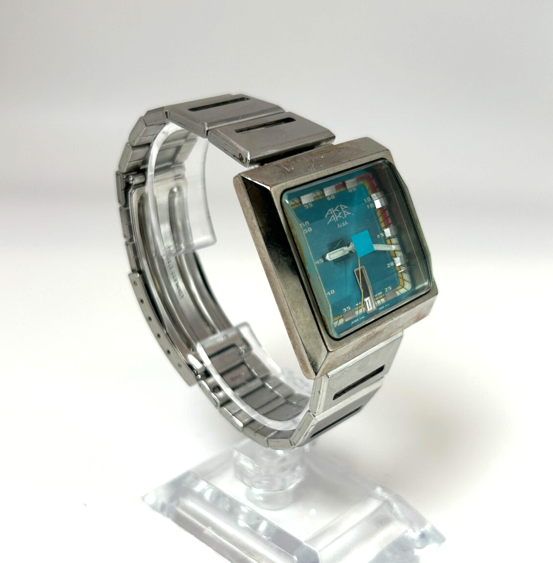 SEIKO AKA ALBA V733-5A40 Blue Dial Square Quartz Men's Watch New