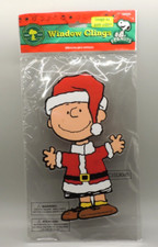 NEW Snoopy Peanuts Charlie Brown as Santa Window Cling Christmas Both Sides Ima NEW Snoopy Peanuts Charlie Brown as Santa Window Cling Christmas Both Sides Ima - Image 1