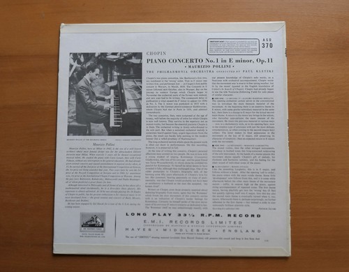 ASD 370 ED1 Maurizio Pollini Chopin Piano Concerto no. 1 HMV 1st W/G Stereo EX - Imagen 5 de 5