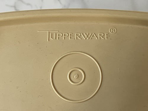 VTG Tupperware Clear Container w/ Tan Lid 1243 1244 - Picture 7 of 13
