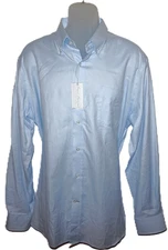 Cremieux Signature Long Sleeve Dress Shirt XL Windsurf Blue Herringbone (DCS701)