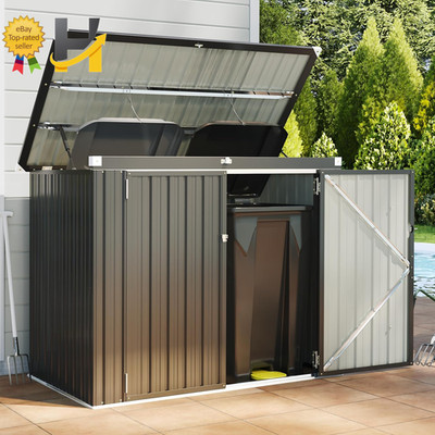 Outdoor Trash Can Storage Shed Metal Waterproof Outdoor Garbage Can
