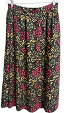 Vtg Sag Harbor Women s 2X Maxi Skirt Black Red Floral Rayon Pockets Pleated