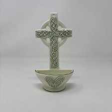 2001 Roman Inc Porcelain Cross Celtic Holy Water Font Tabletop Or Wall Hanging