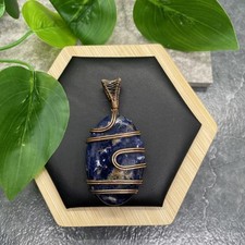 2.25 Sodalite Gemstone Copper Wire Wrapped Pendant New B7220