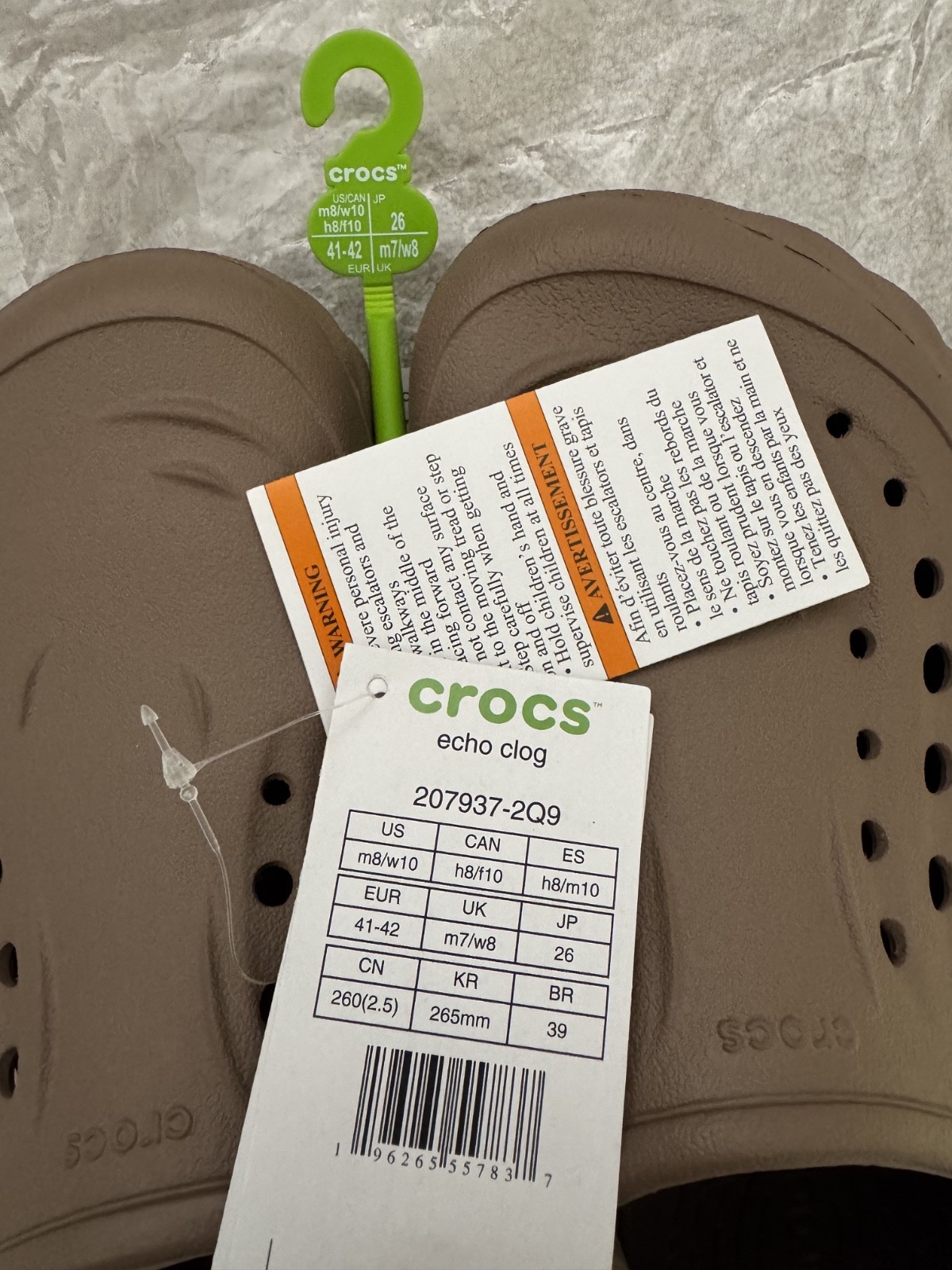 Crocs Echo 'Latte Brown' Clogs Unisex Size 8  Brand New RARE Colour image 9