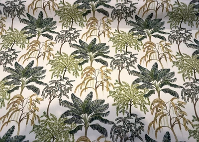 Tallulah Fall Green Palm Tree Cotton Belle Maison Fabric By The Yard - Image 1 of 4