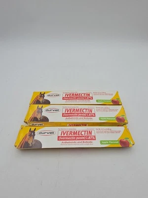 Durvet Horse Dewormer Paste Bots Worms Exp. 04/2026 Apple Flavor Lot Of 3 OTC