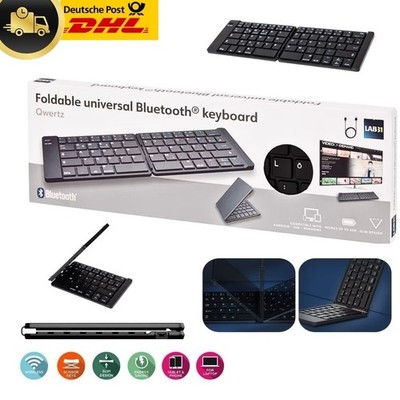 Faltbare Bluetooth Tastatur Keyboard QWERTZ Deutsch Kabellos für Tablet Handy PC