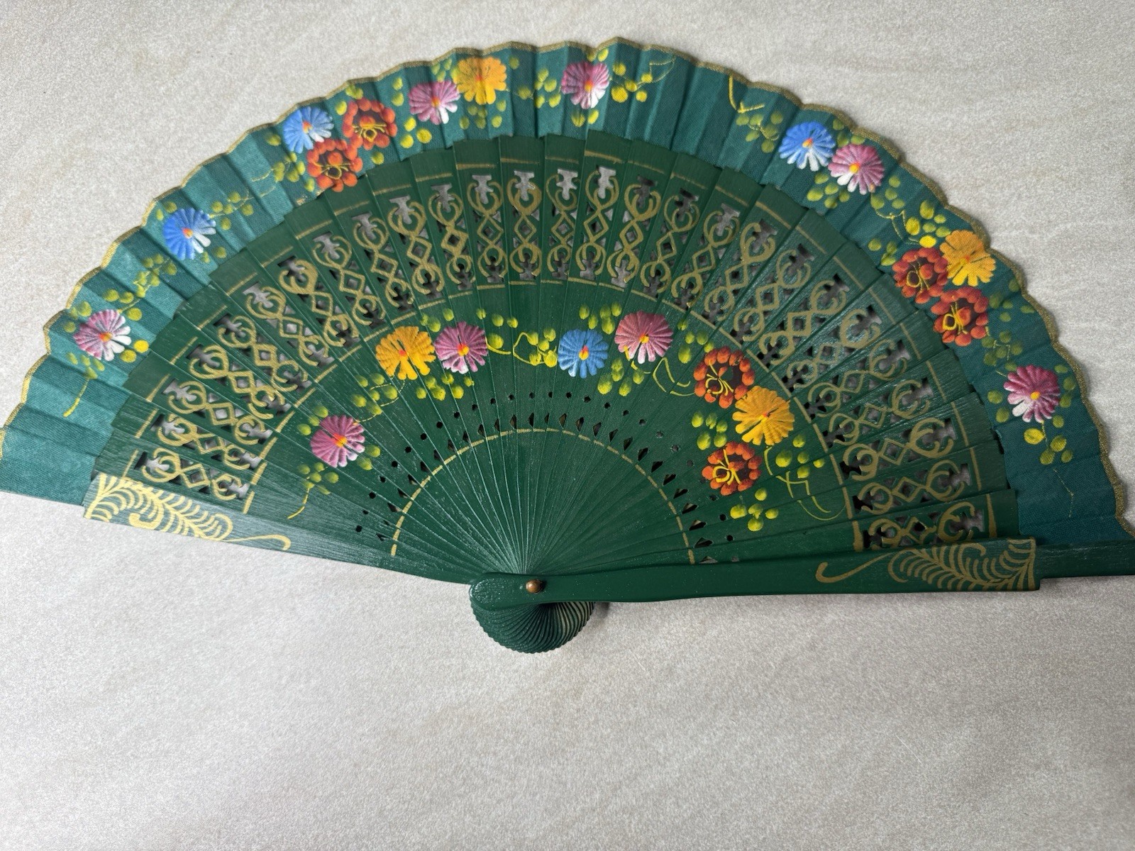 Abanico español pintado a mano Abanico hecho en Valencia Flor Pintura Flamenca