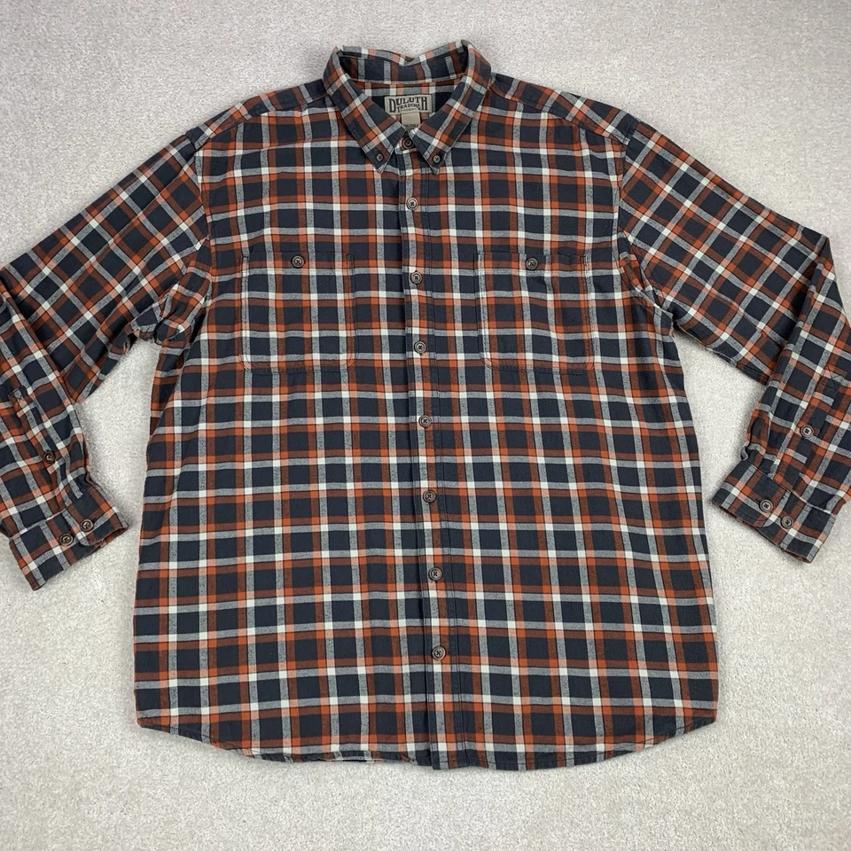 Мужская рубашка Duluth Trading Co 2XL высокая с длинным рукавом клетчатая фланелевая на пуговицах - Изображение 2 из 4