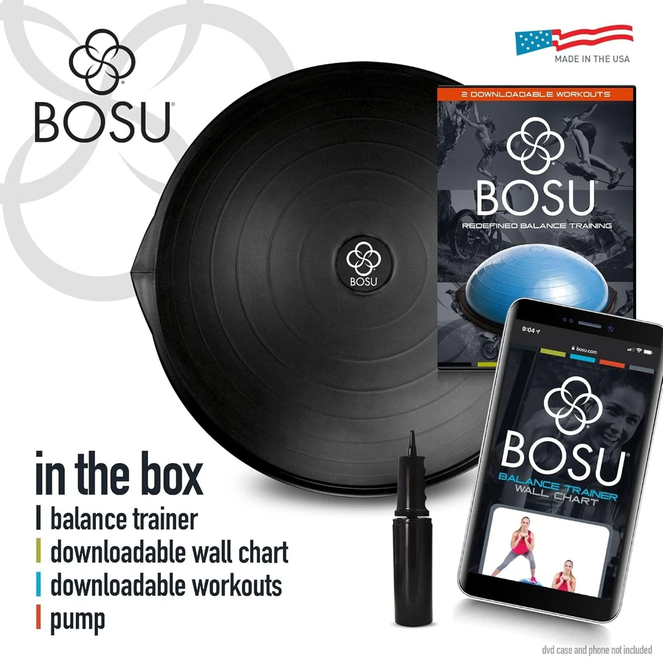 Bosu Balance Ball Exercise Trainer, Home Gym Equipment w/ Guided Workouts & Pump - Image 2 of 4