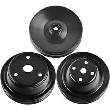 For Sbc Chevy 350 2 Groove Power Steering Long Water Pump Crankshaft Pulley