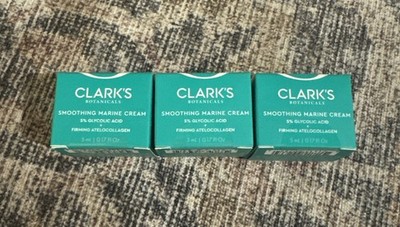 3x Clark's Botanicals Smoothing Marine Cream 5ml / 0.17 oz (15 ml total)