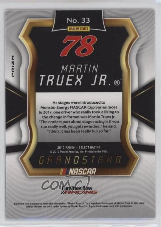 2017 Panini Select Grandstand Purple Pulsar Prizm Martin Truex Jr #33 - Image 2 of 2