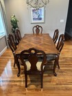 Thomasville British Gentry Dining table w/ pads 2 leaves 8 chairs buffet table. — photo 1