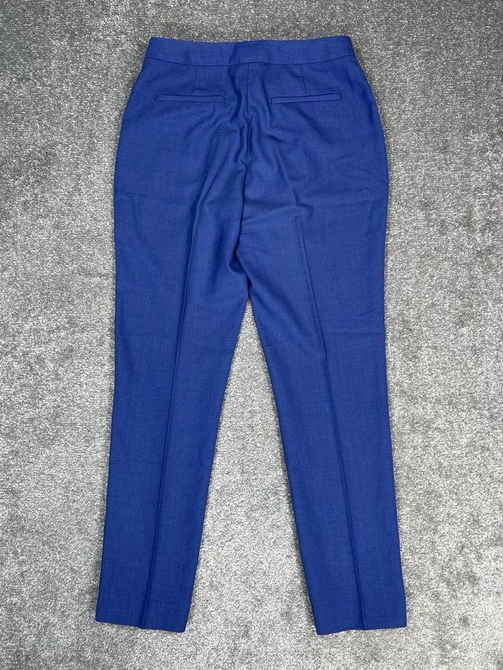 Pantalones de vestir Reiss para mujer 4 azules de lana tiro medio pierna recta negocios formales Foto 2 de 4