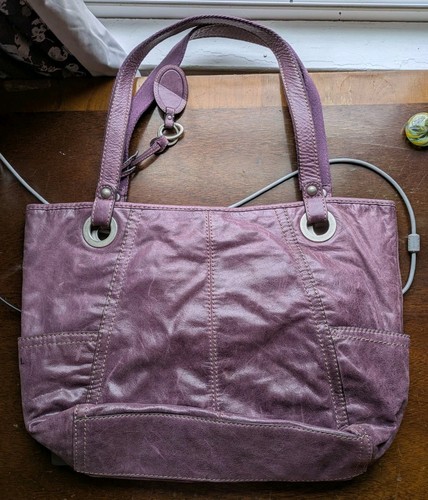 Fossil Vintage Distressed Leather Handbag Hathaway Dbl Handle Shoulder Bag - Picture 2 of 7