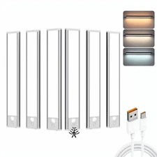 Lighting Under Cabinet Light, 6 Pack Magnetic Motion Sensor Light Indoor, USB...