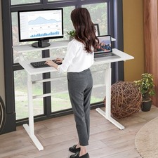 2-Tier Adjustable Standing Desk Home Office Sit to Stand Workstation-White