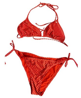 Women s Red And White Pokadot Volcom Bikini Sz Med