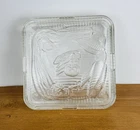 Vintage Federal Glass 8.5" Square Refrigerator Dish Box Embossed Vegetable Lid