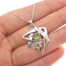 HAGIT GORALI Sterling Vintage Israel Peridot Star of David Chain Necklace 18"