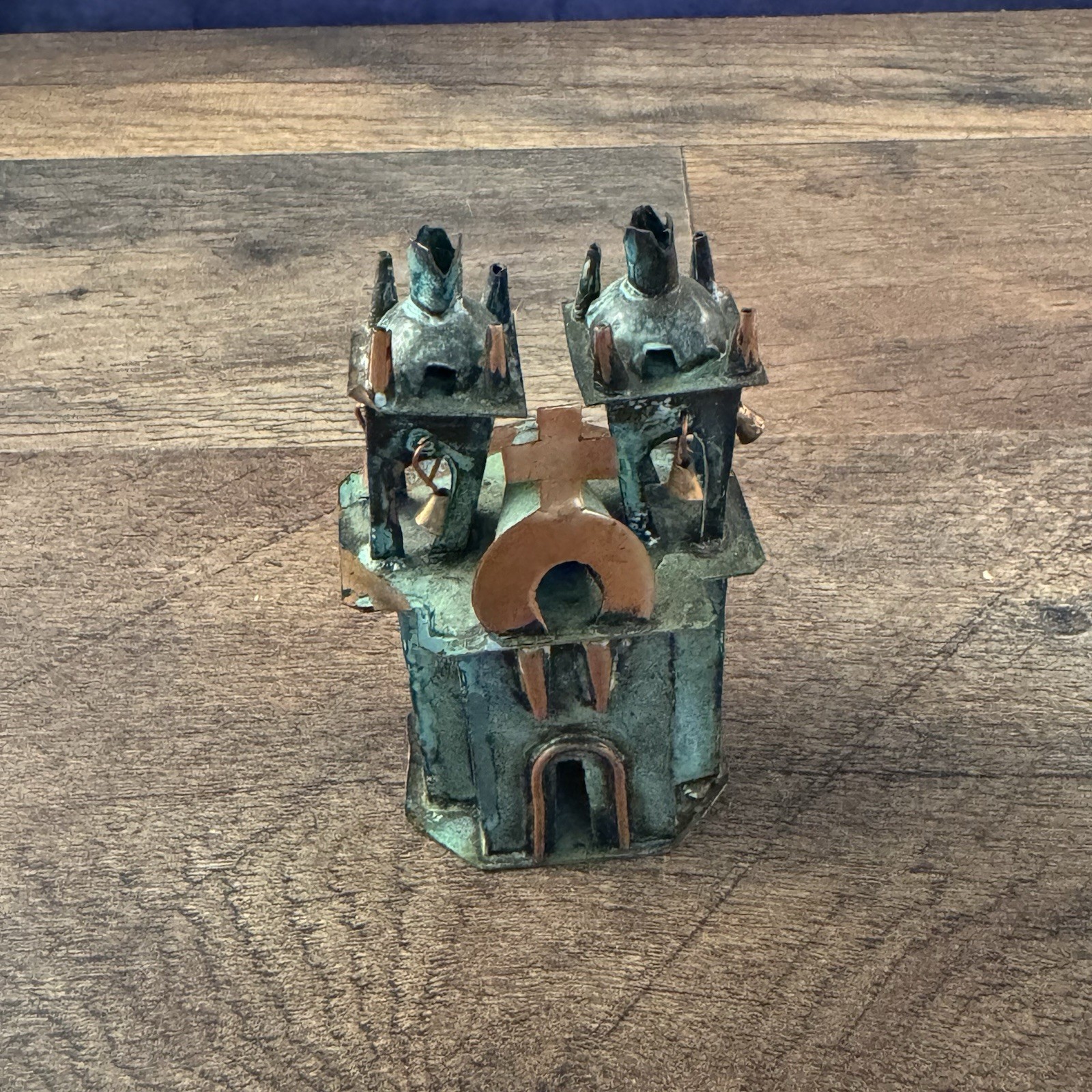 Vintage Copper Church Miniature Church Monastery Made In Peru 2”x2”x3.5”H
