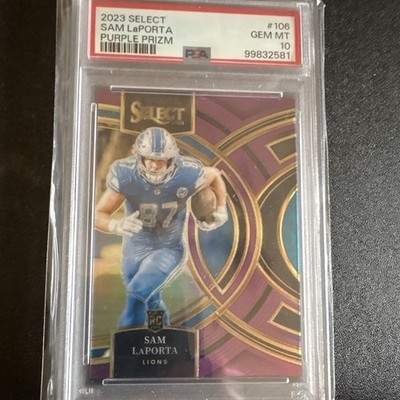 2023 Panini Select - Premier Level Sam LaPorta #106 Purple Prizm /75 (RC)