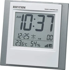 RHYTHM Alarm Clock Radio Clock Small Temperature Humidity Calendar Electronic So