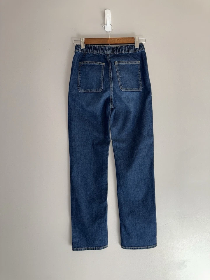 Old Navy Boys Pull On Straight Jeans 2 Pair Elastic Drawstring Denim Large 10/12 - Image 3 of 4