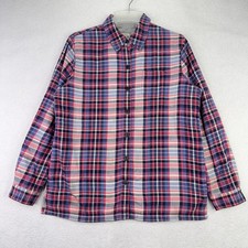 L.L.Bean Women's Fleece Lined Flannel Shirt Jacket Plaid Medium Cotton Button