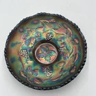 Vintage Fenton Carnival Glass Grape Leaf Iridescent Round Dish Bowl 6”