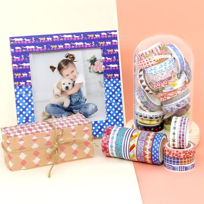 48 Rolls Washi Tape Set - 8mm Wide Decorative Masking Small