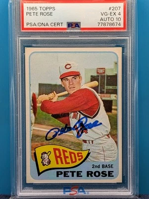 1965 Topps ⚾ #207 PETE ROSE Future HOF Dual Grade Autograph PSA 10 🤑SHIPS FREE! - Image 1 of 2