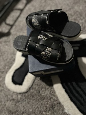 Christian Dior Alpha Logo Sandals Slides Men Size 10 US/43 EU Cross-Strap