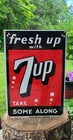 7up vintage NOS gas station soda advertising porcelain Sign Dr Pepper Co