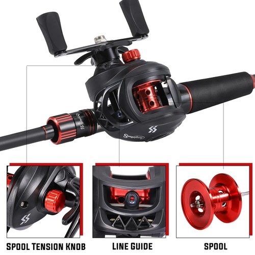 Fishing Rod Reel Combo Casting Rod and 7.2:1 Gear Ratio Baitcasting Ree for Bass - Picture 17 of 24