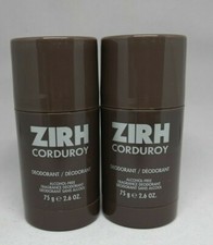  LOT OF 2 ZIRH CORDUROY for Men Alcohol Free Deodorant 2.65 oz Each x2