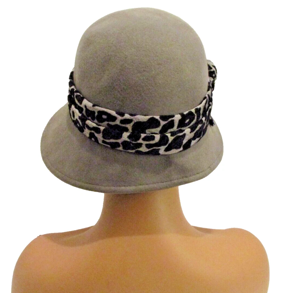 Sombrero de lana Scala Collezione gris Cloche con cinta (SKU# 2080) Foto 3 de 4