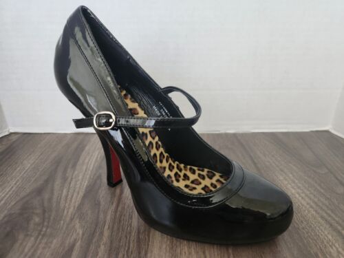 Vintage Spirit Pretty-50 Plateauschuhe 4,5"-Absatz schwarz Lackleder Größe 9 neu im Karton