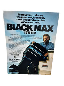 1976 Mercury Outboards Black Max 1750 175 HP Motor Original Print Ad vintage 70s