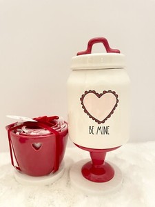 pinkHeart_51bcf6c1-80a7-487b-  Rae Dunn Valentines Day Baby Canister and Red Heart Cutout Measuring Cups NWT main image 1